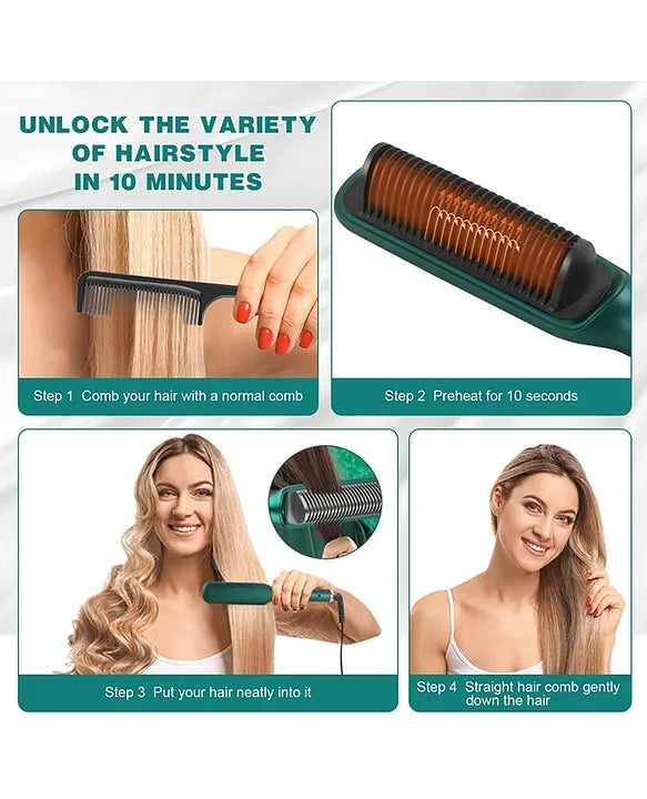 3 in 1 Ceramic Fast Hair Straightener comb (Multicolored)